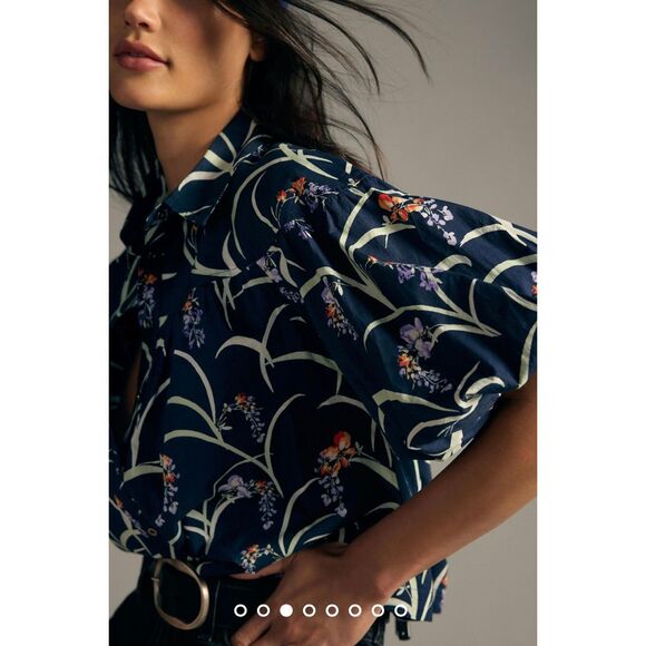 Anthropologie x Maeve The Zooey Bubble-Sleeve Blouse Size XS - Picture 4 of 12